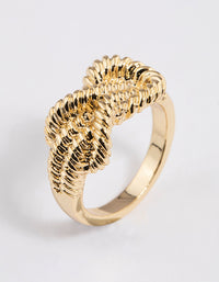 Gold Plated Rope Knot Ring - link has visual effect only