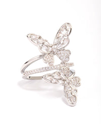 Silver Double Butterfly Ring - link has visual effect only