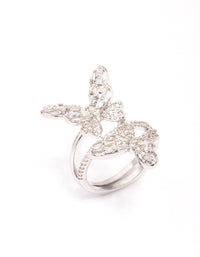 Silver Double Butterfly Ring - link has visual effect only