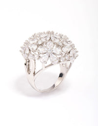 Silver Flower Dome Cocktail Ring - link has visual effect only