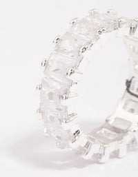 Silver Plated Cubic Zirconia Rectangle Band Ring - link has visual effect only