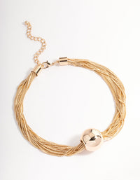 Gold Multi Chain Statement Ball Necklace - link has visual effect only