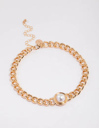 Gold Chain Statement Pearl Choker - link has visual effect only