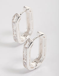 Silver Plated Oval Baguette Hoop Earrings - link has visual effect only