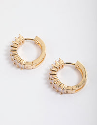 Gold Plated Cubic Zirconia Classic Baguette Hoop Earrings - link has visual effect only