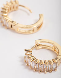 Gold Plated Cubic Zirconia Classic Baguette Hoop Earrings - link has visual effect only