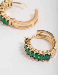 Gold Plated Cubic Zirconia Classic Baguette Hoop Earrings - link has visual effect only