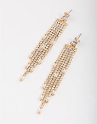 Gold Plated Cubic Zirconia Baguette Waterfall Drop Earrings - link has visual effect only