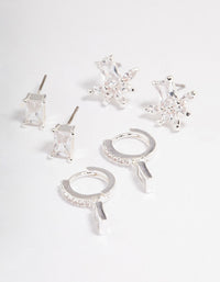 Silver Plated Cubic Zirconia Baguette & Marquise Earrings Pack - link has visual effect only