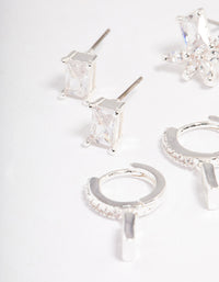 Silver Plated Cubic Zirconia Baguette & Marquise Earrings Pack - link has visual effect only