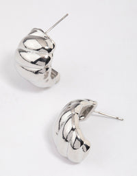 Rhodium Croissant Mini Hoop Earrings - link has visual effect only