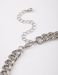 Rhodium Thick Chain Diamante Fringe Necklace - link has visual effect only