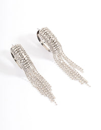 Rhodium Diamante Statement Tassel Hoop Earrings - link has visual effect only