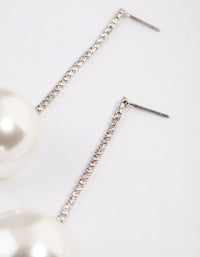 Rhodium Cupchain Large Pearl Drop Earrings - link has visual effect only