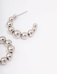 Rhodium Chunky Ball Hoop Earrings - link has visual effect only