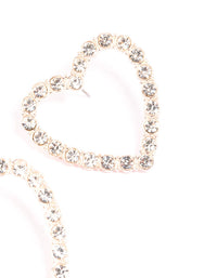 Rose Gold Large Diamante Heart Statement Earrings - link has visual effect only