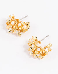 Gold Plated Freshwater Pearl Flower Hoop Earrings - link has visual effect only