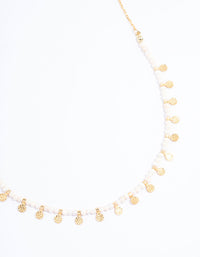 Gold Plated Mini Freshwater Pearl Disc Station Necklace - link has visual effect only