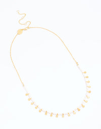 Gold Plated Mini Freshwater Pearl Disc Station Necklace - link has visual effect only