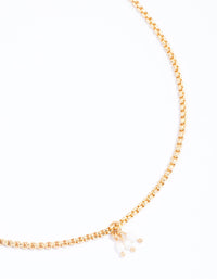 Gold Plated Triple Freshwater Pearl Dainty Necklace - link has visual effect only