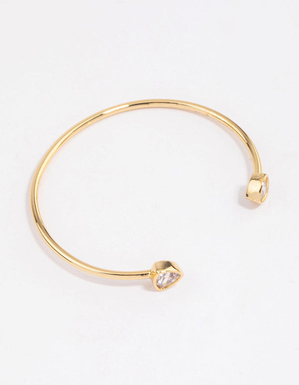 Gold Plated Triangle Cubic Zirconia Open Cuff