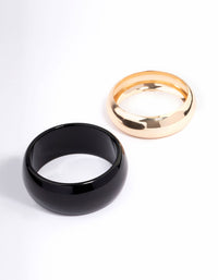 Black Statement Thick Bangle Pack - link has visual effect only