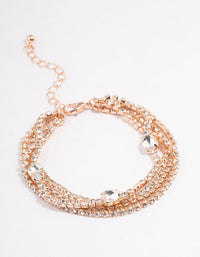 Rose Gold Layered Cupchain Pearl Station Bracelet - link has visual effect only