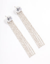 Silver Cubic Zirconia Round Cupchain Drop Earrings - link has visual effect only