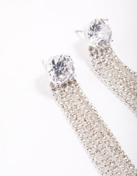 Silver Cubic Zirconia Round Cupchain Drop Earrings - link has visual effect only