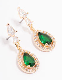 Gold Pointed Cubic Zirconia Pear Drop Earrings - link has visual effect only