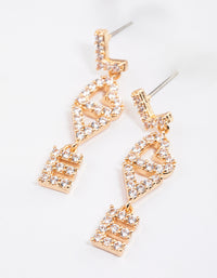 Gold Cubic Zirconia Love Letter Earrings - link has visual effect only