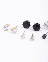 Cubic Zirconia Round Stud Earrings 6-Pack - link has visual effect only