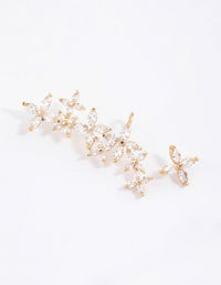 Gold Cubic Zirconia Flower Trail Ear Cuff - link has visual effect only