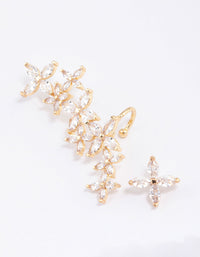 Gold Cubic Zirconia Flower Trail Ear Cuff - link has visual effect only