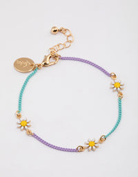 Gold Mixed Chain Daisy Bracelet - link has visual effect only