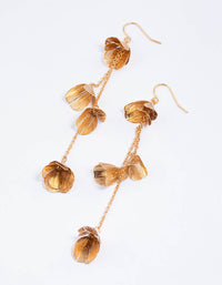 Gold Floral Leaf Hook Drop Earrings - link has visual effect only