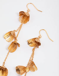 Gold Floral Leaf Hook Drop Earrings - link has visual effect only