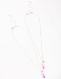 Silver Pink & Purple Crystal Necklace Pack - link has visual effect only
