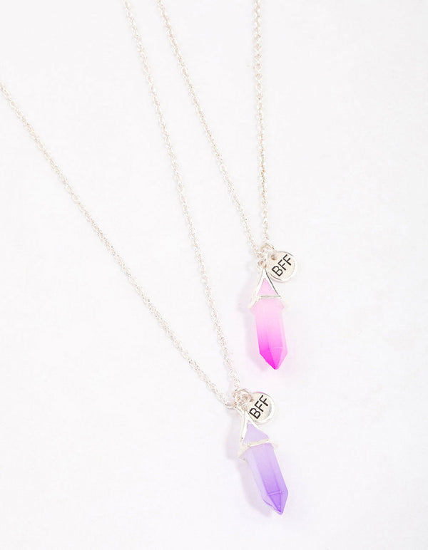 Silver Pink & Purple Crystal Necklace Pack