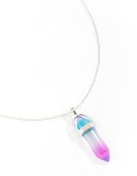 Silver Blue & Lilac Tone Crystal Pendant Necklace - link has visual effect only
