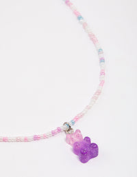 Pastel Sandblast Teddy Bear Charm Necklace - link has visual effect only