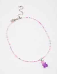 Pastel Sandblast Teddy Bear Charm Necklace - link has visual effect only