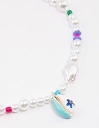 Beaded Pearl Hawaiian Shell Pendant Necklace - link has visual effect only