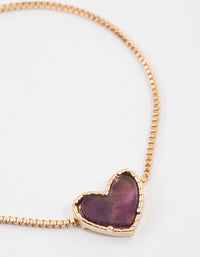 Gold Amethyst Heart Toggle Bracelet - link has visual effect only