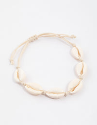 Neutral Cord Cowrie Shell Bracelet - link has visual effect only