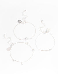 Silver Star & Heart Dainty Chain Bracelet Pack - link has visual effect only