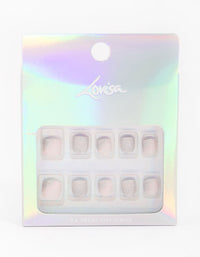 Tweens Silver Glitter & Blush Press On Nails - link has visual effect only