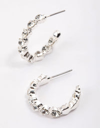 Silver Statement Diamante Hoop Earrings & Polishing Set - link has visual effect only