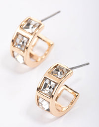 Gold Square Stone Hoop Earrings & Polishing Set - link has visual effect only