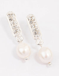 Silver Diamante Mini Pearl Drop Earrings & Polishing Set - link has visual effect only